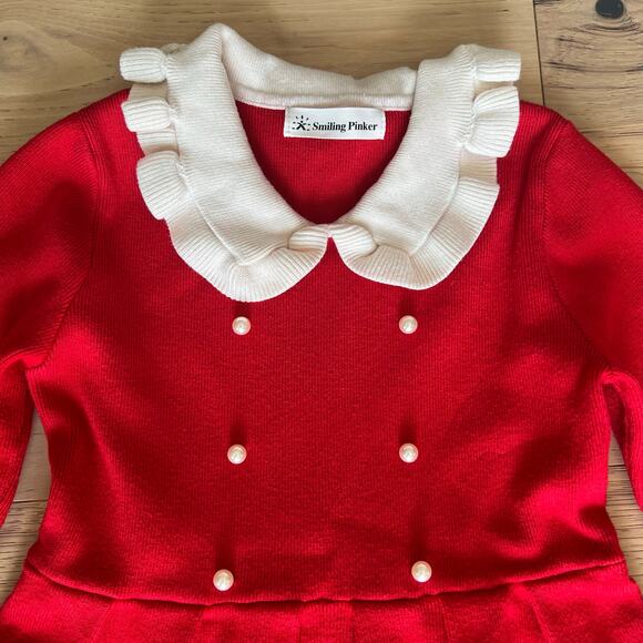 SMILING PINKER - Girls
Peter Pan Collar Sweater Dress - Red - Approx Size 6 - Picture 2 of 11